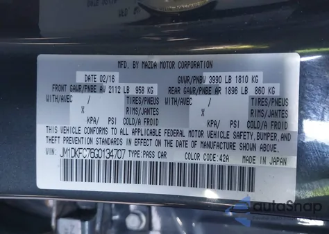 2016 Mazda Cx-3 Touring из США, поврежденный, VIN JM1DKFC76G0134707